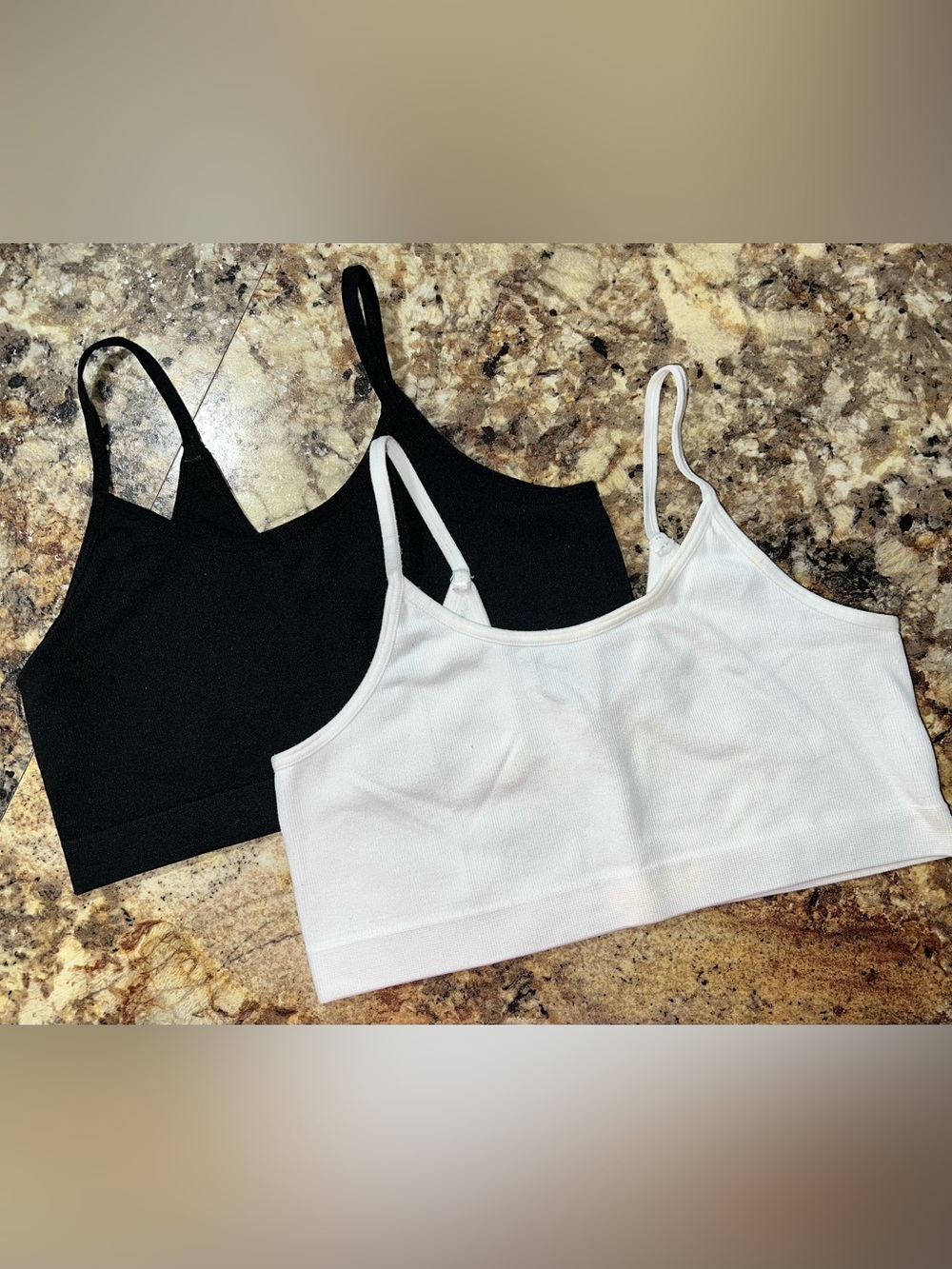 Girls Black & White Seamless Bralettes